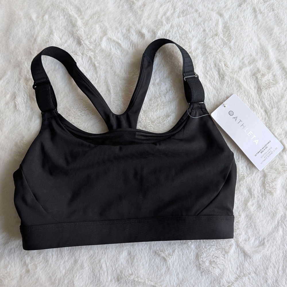 Athleta Ultimate Adjustable Bra D-DD Black SuperSonic Medium Impact Sports NEW
